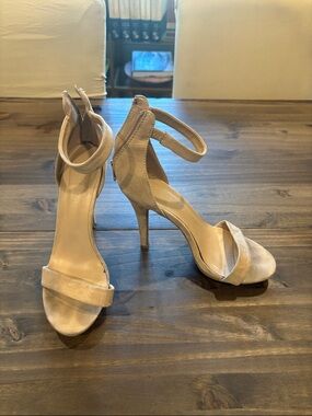Wild Diva Beige Ankle-Strap Stilettos